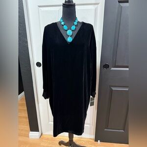 New Ralph Lauren Black Velvet Shift Dress Size 14